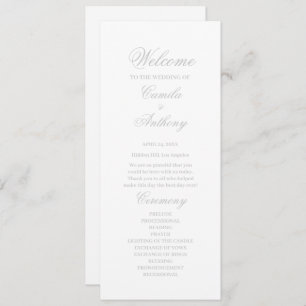 Silver Floral Border Wedding Programme