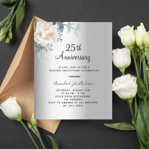 Silver floral budget 25th wedding anniversary