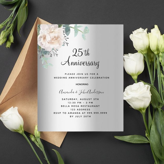 Silver floral budget 25th wedding anniversary (Creator Uploaded)