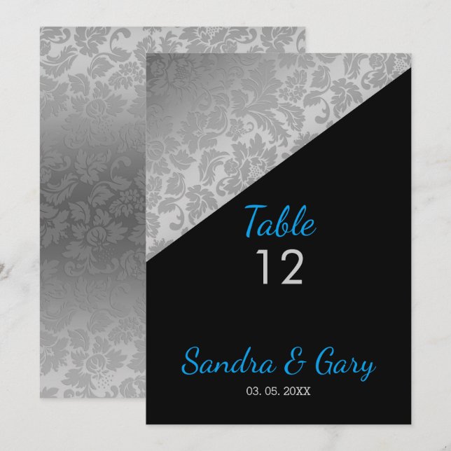 Silver Floral Damask Invitation (Front/Back)