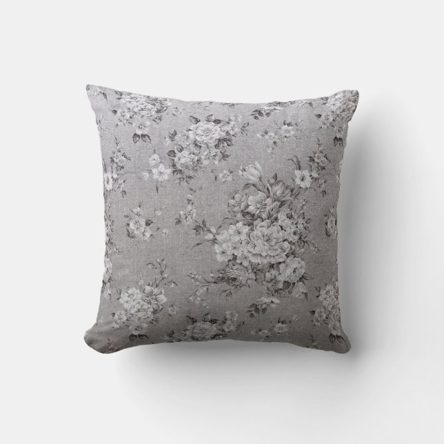 Silver Floral Design Luxury Pillow (Front)