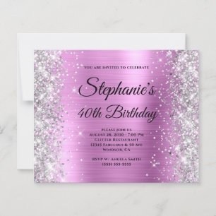 Silver Floral Lavender Glam Monogram 40th Birthday