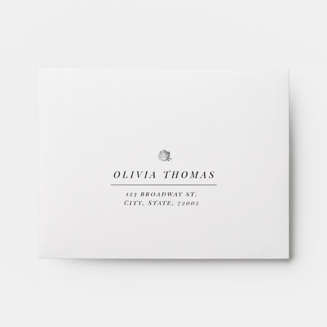 Silver floral minimalist wedding RSVP Envelope (Front)