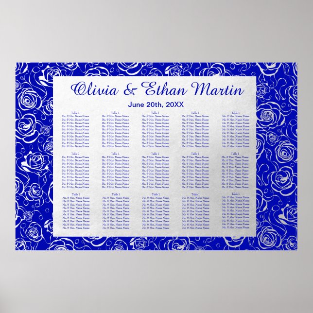 Silver Floral on Royal Blue Poster (Front)