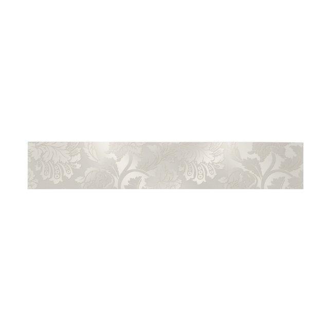 Silver Floral Pattern Bellyband Invitation Belly Band (Flat)