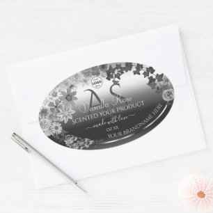 Silver Floral Product Labels with Monogram Logo