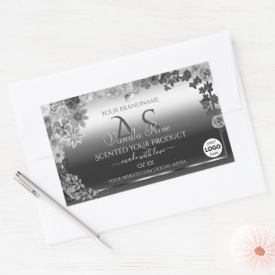 Silver Floral Product Labels with Monogram Logo