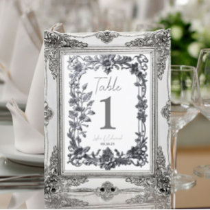 Silver Floral Vintage Table Number Card