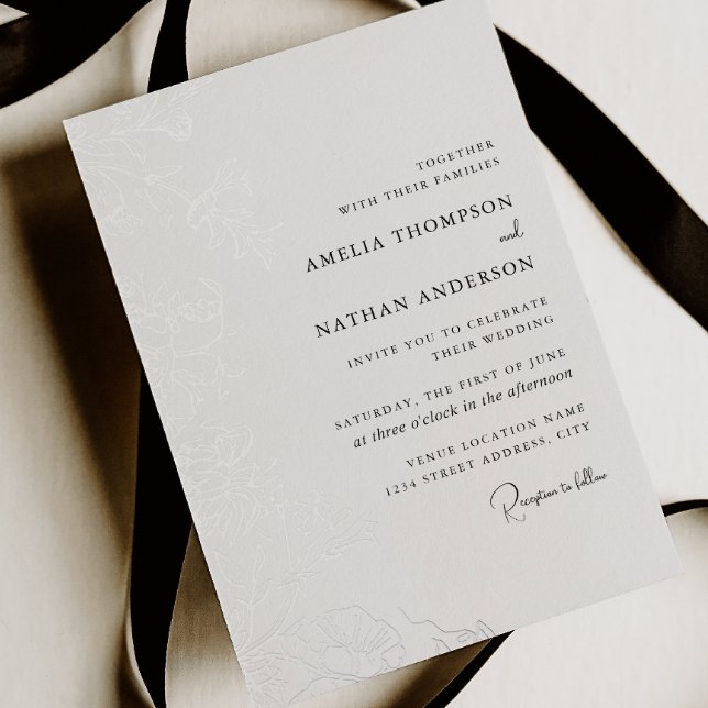 Silver Floral Wedding  Foil Invitation (Creator Uploaded)