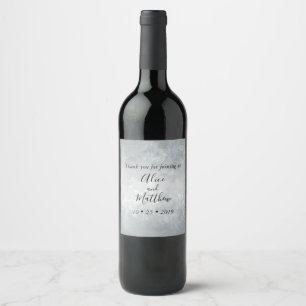 Silver Floral Wedding Wine Label