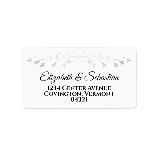 Silver Flourish Elegant Wedding Address Label (Front)