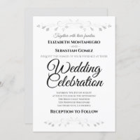 Silver Flourish Floral Faux Foil Wedding