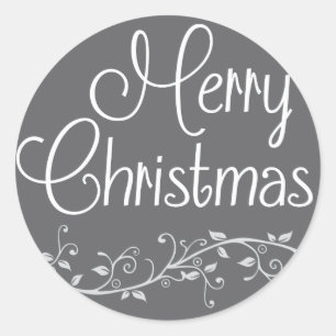 Silver Flourish Merry Christmas Sticker