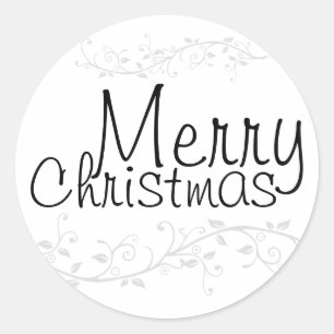 Silver Flourish Merry Christmas Sticker