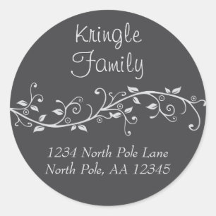 Silver Flourish Name Address Sticker