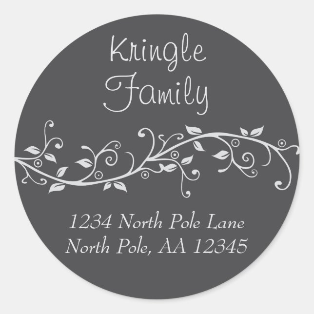 Silver Flourish Name Address Sticker (Front)