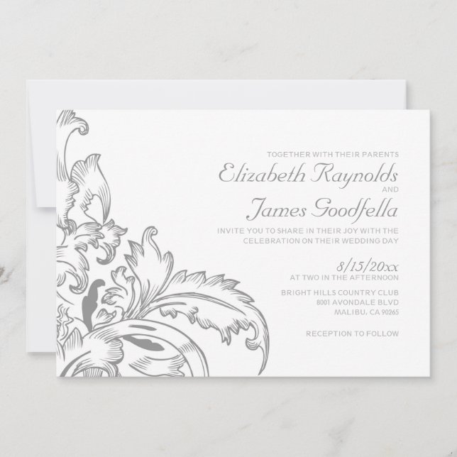 Silver Flourish Wedding Invitations (Front)
