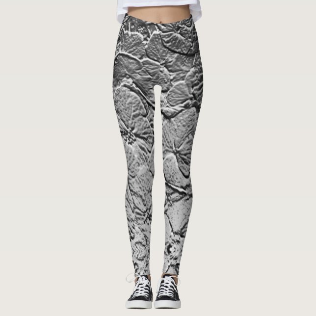 Silver Flowers Leggings (Front)