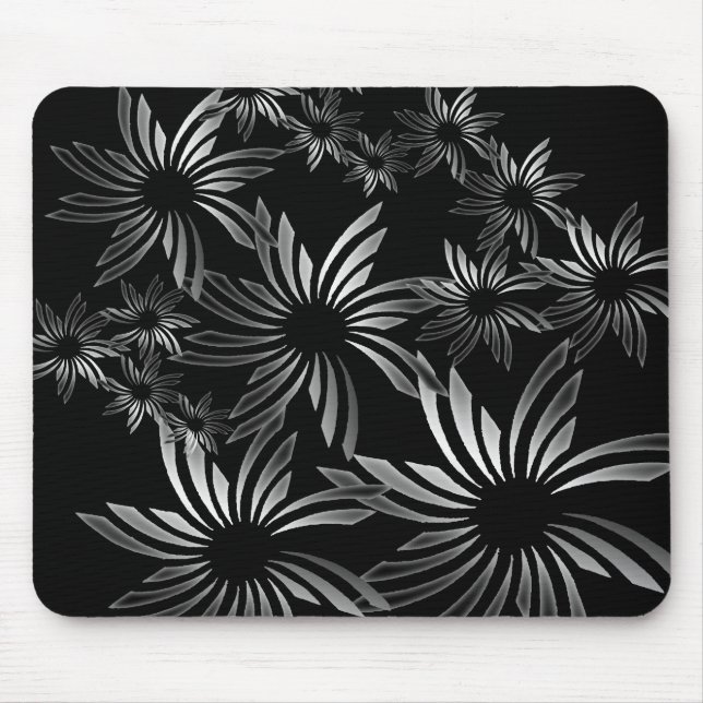 Silver Flowers Mouse Pad (Front)