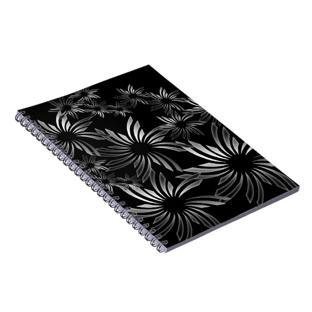 Silver Flowers Spiral Notebook (Right Side)