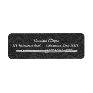 Silver Flute on Black Damask