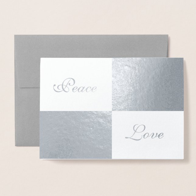 Silver Foil and Grey Rectangles Happy New Year Card (Front With Envelope)