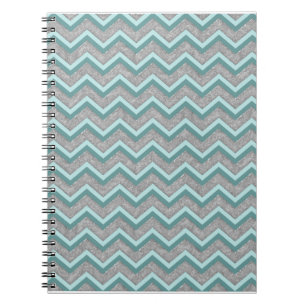 Silver Foil and Teal ZigZag Spiral Notebook
