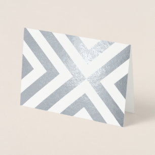 Silver Foil and White Chevrons Card