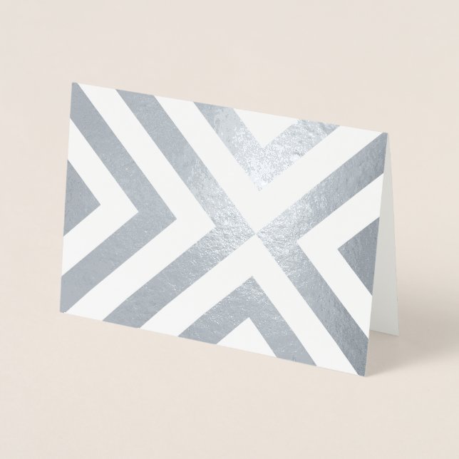 Silver Foil and White Chevrons Foil Card (Front)