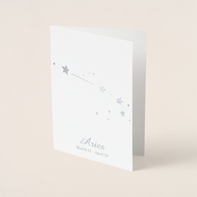 Silver Foil ARIES Zodiac Sign Constellation Foil Card (Front)