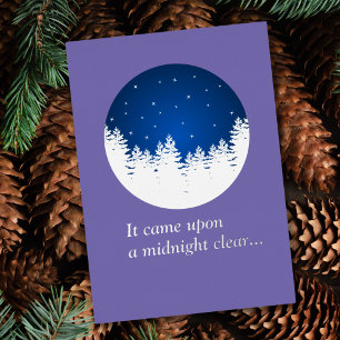 Silver Foil Blue Holiday Card - Midnight Clear