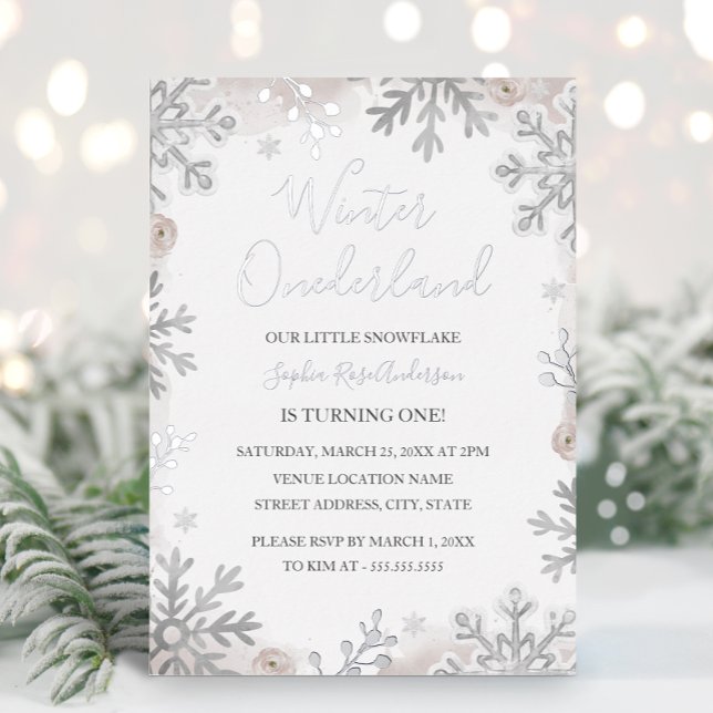 SILVER FOIL Blush Winter Onederland 1st Birthday  (Creator Uploaded)