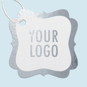 Silver Foil Brand Tags with Company Logo Hang Tags