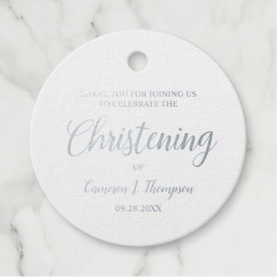 Silver Foil Christening Baby girl Thank you Favour Tags