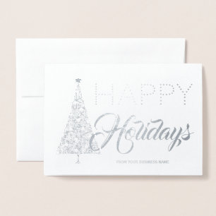 Silver Foil Christmas Tree Corporate Holiday Card