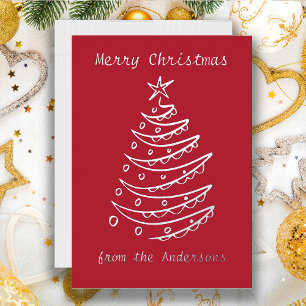 Silver Foil Christmas Tree Red