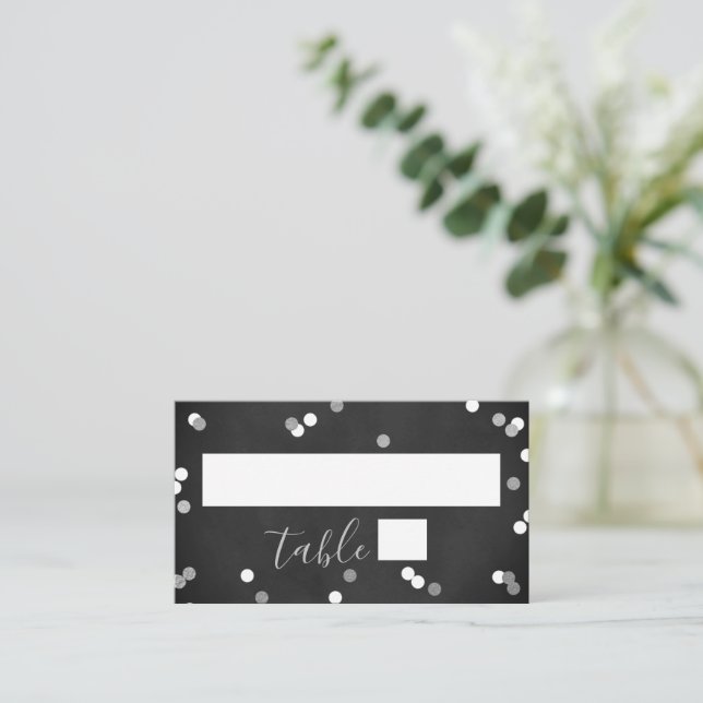 Silver Foil Confetti Bridal Shower Place Card (Standing Front)