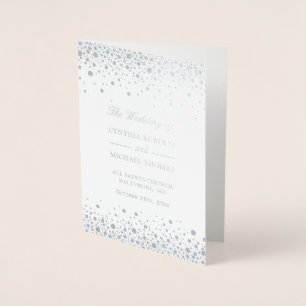 Silver Foil Confetti Dots Wedding Ceremony Program Foil Card