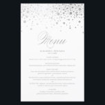 Silver Foil Confetti Dots Wedding Menu Card<br><div class="desc">Customisable menu card featuring faux silver foil confetti dots and stripes pattern. This elegant menu card is perfect for any wedding theme and season. Personalise by adding names,  date and menu details.</div>
