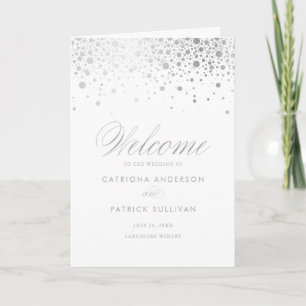 Silver Foil Confetti Dots White Wedding Booklet Programme