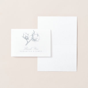Silver Foil Cotton Boll Plant Etching Wedding Foil Card
