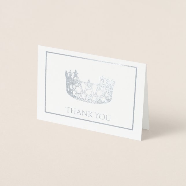 Silver Foil Crown Mini Note Card (Front)
