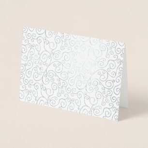 Silver Foil Curvy Pattern on White Card