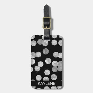 Silver Foil Dots Personalised Luggage Tag