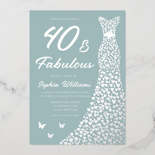 Silver Foil Dress 40 & Fabulous 40th Birthday (Front)