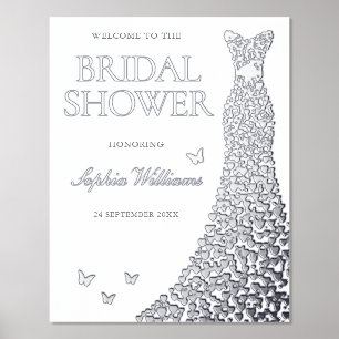 Silver Foil Dress Bridal Shower Welcome Sign