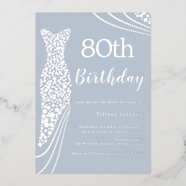 Silver Foil Dress Elegant 80th Birthday (Front)