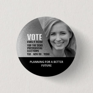 Silver Foil Effect Political Campaigner Advert 3 Cm Round Badge