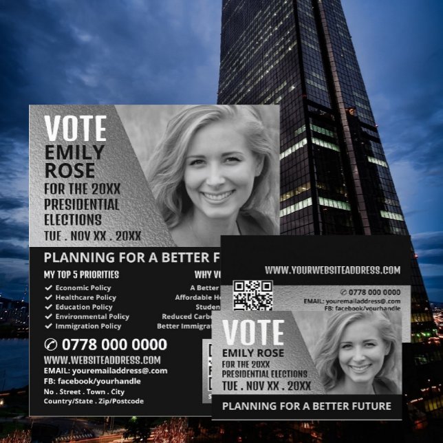 Silver Foil Effect Political Campaigner Advert Flyer (Creator Uploaded)