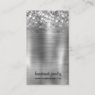 Silver Foil Faux Glitter Signature Earring Display Business Card